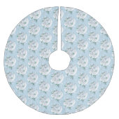 White Dragon Rose Schneeflocken Blau Polyester Weihnachtsbaumdecke (Vorderseite)