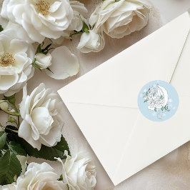 White Dragon Rose Schneeflocken Blau Runder Aufkleber