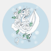 White Dragon Rose Schneeflocken Blau Runder Aufkleber (Vorderseite)