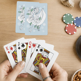 White Dragon Rose Schneeflocken Blau Spielkarten
