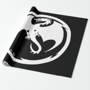 White Dragon schwarz glänzende Packpapier groß