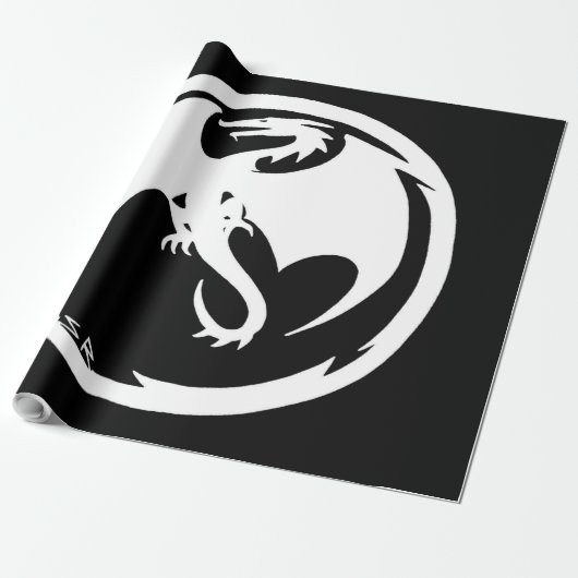 White Dragon schwarz glänzende Packpapier groß (Ungerollt)