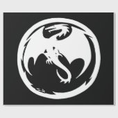 White Dragon schwarz glänzende Packpapier groß (Flach)
