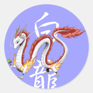 White Dragon -Sticker- Runder Aufkleber