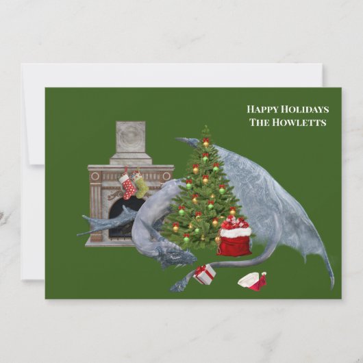 White Dragon Weihnachtsbaum Feiertagskarte (Vorderseite)