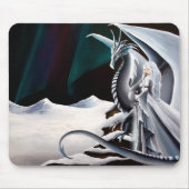 White Dragon Woman Fantasy Auroras Mousepad (Vorne)