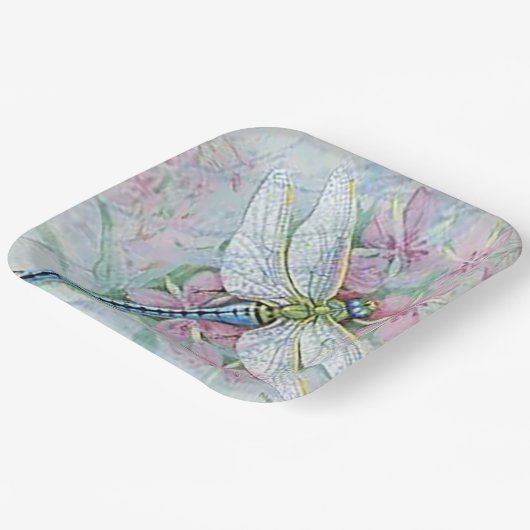 "White Dragonfly" Pappteller (Gewinkelt)