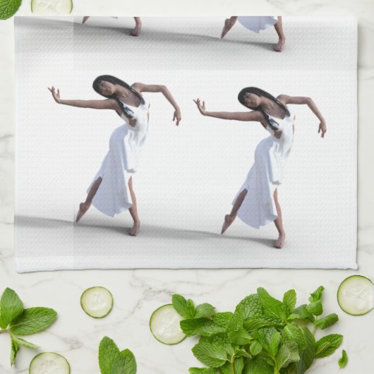 White Dress Dancer Thunder_Cove Ballon Geschirrtuch (Gefaltet)