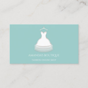 White Dress Logo Fashion Wedding Event Aqua Visitenkarte
