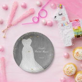 White Dress on Gold Hanger Brautparty Party Pappteller (Party)