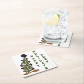 White Dried Press Blume Weihnachtsbaum Rechteckiger Pappuntersetzer (Vor Ort)