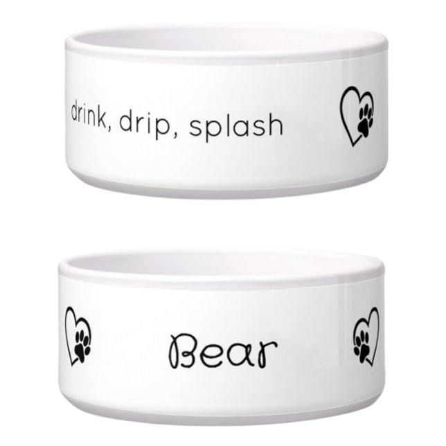 White 'drink drip splash' Dog Name Bowl Napf (Von Creator hochgeladen)