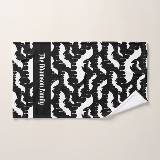 White Driving Bat Gothic Goth Vampire Familie Badhandtuch Set (Handtuch)