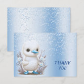 White Duck Blue Floral Danke Karte (Vorne/Hinten)