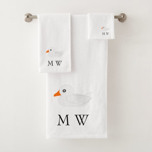 White Duck Design Monogrammiert Badhandtuch Set (Insitu)