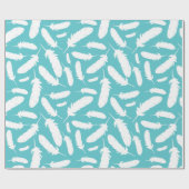 White Duck Feathers Aquamarin Gemustert Geschenkpapier (Flach)