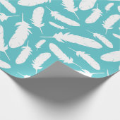 White Duck Feathers Aquamarin Gemustert Geschenkpapier (Ecke)