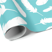 White Duck Feathers Aquamarin Gemustert Geschenkpapier (Rolleneckpunkt)