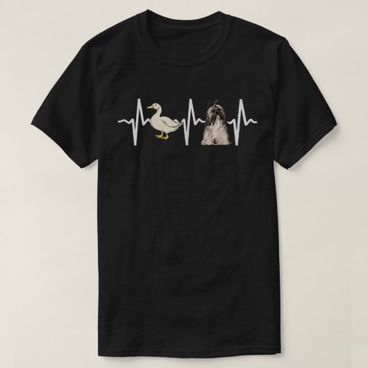 White Duck Lhasa Apsos Heartbeat Dog Lover  T-Shirt (Design vorne)