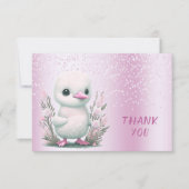 White Duck Pink Floral Danke Karte (Vorderseite)