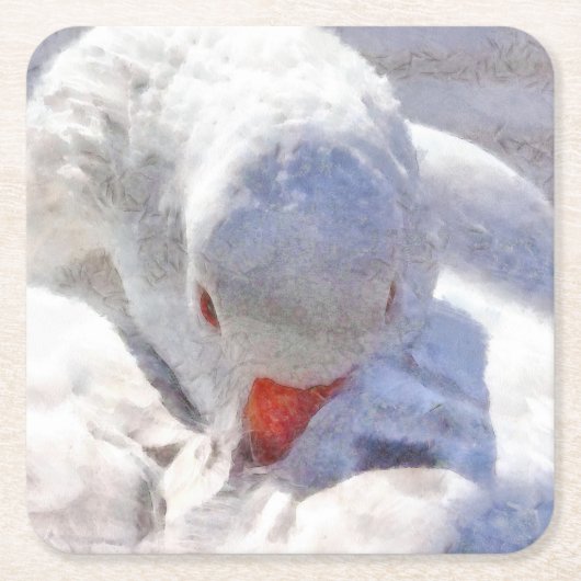White Duck Preening Art Rechteckiger Pappuntersetzer (Vorderseite)