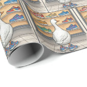 White Duck Window Shopping For Sneakers Geschenkpapier (Rolleneckpunkt)