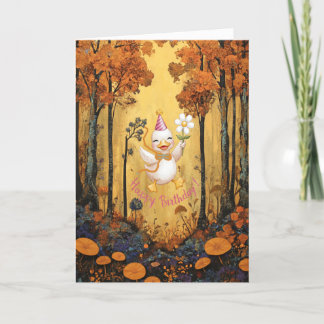 White Duck Wishing Child a Happy Birthday Card Feiertagskarte