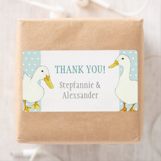 White Ducks dots Wedding Danke Sticker (Insitu)