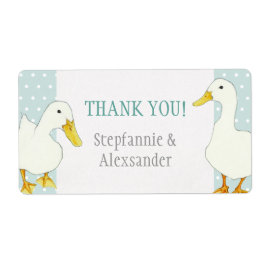 White Ducks dots Wedding Danke Sticker