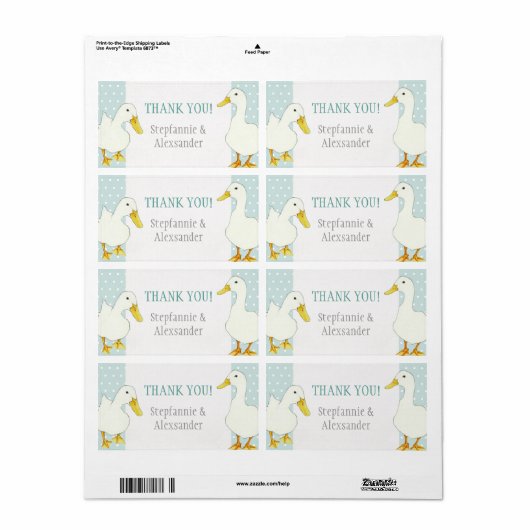 White Ducks dots Wedding Danke Sticker (Vorne)
