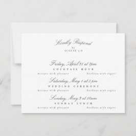White Dunkel Gray Elegant Calligraphy Multi-Event RSVP Karte