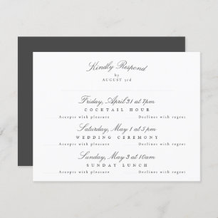 White Dunkel Gray Elegant Calligraphy Multi-Event RSVP Karte