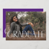 White Dunkle Overlay Modernes Foto Graduate Ankündigung (Vorne/Hinten)