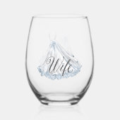 White Dusty Blue Wedding Dress for Ehefrau Weinglas Ohne Stiel (Vorderseite)