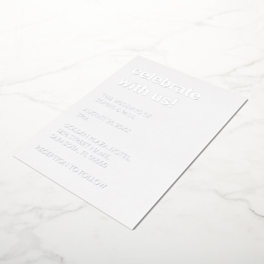 White Dusty Blue Wedding Silver Foil Einladung (Gedreht)