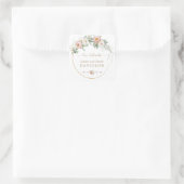 White Dusty Rose Blumengrün Hochzeit Quadratischer Aufkleber (Tasche)
