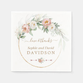 White Dusty Rose Blumengrün Hochzeit Serviette