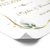 White Dusty Rose Blumengrün Hochzeitszeichen Poster (Ecke)