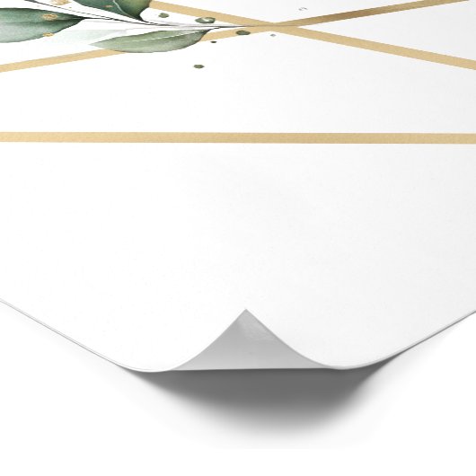 White Dusty Rose Blumengrün Hochzeitszeichen Poster (Ecke)