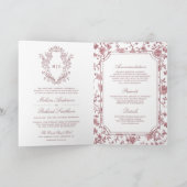 White Dusty Rose Chinoiserie Crest QR Code Wedding Einladung (Innenseite)