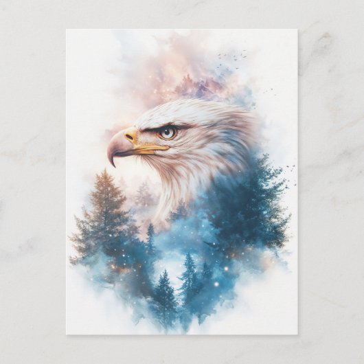 White Eagle and Evergreen Forest Sunset Postkarte (Vorderseite)
