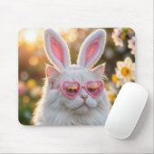 White Easter Cat with Bunny ears Mousepad (Mit Mouse)