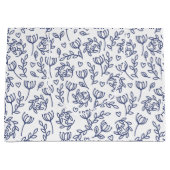 White Easter Gift Bag with Blue Floral Pattern Große Geschenktüte (Vorderseite)