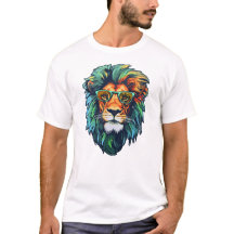 White Editable Man T - Shirt - Lion
