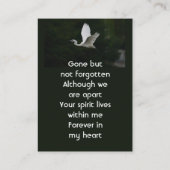 White Egret Bird Memorial Keepsake Visitenkarte (Rückseite)