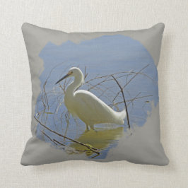 White Egret Foto Elegant Bird Calm Water Nature Kissen