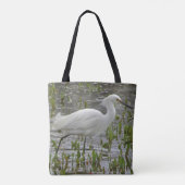 White Egret Green Foliage Nature Foto Bird Tasche (Rückseite)