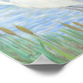White Egret in Cattail Marsh Art Print Poster (Ecke)