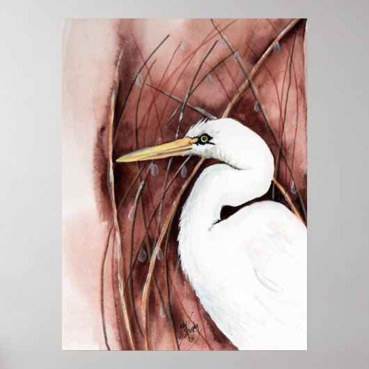 White Egret Poster (Vorne)