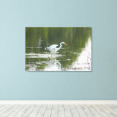 White Egret Wings Wrapped Canvas Print Leinwanddruck (Insitu (Holzboden))